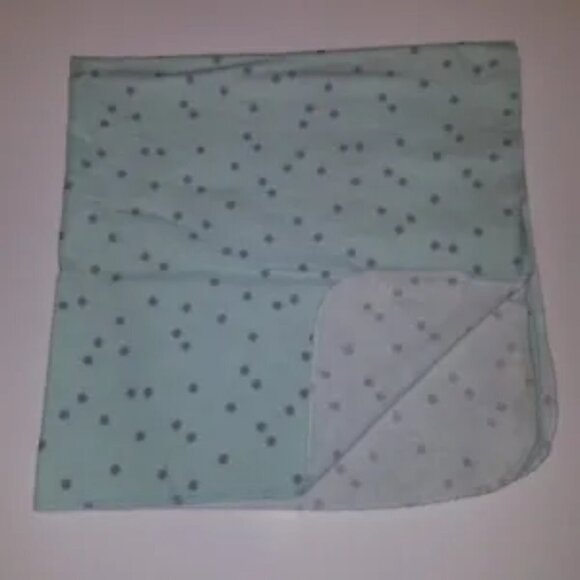 Gerber Mint Green Gray Polka Dot Receiving Blanket Lovey Security Cotton - Picture 1 of 7